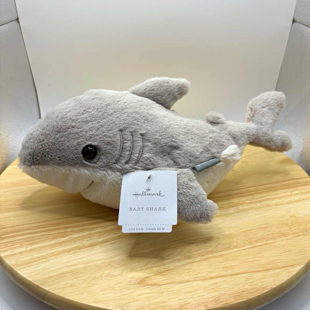 Hallmark Baby Shark Plush Stuffed Animal Gray White Washable 11" Small NWT